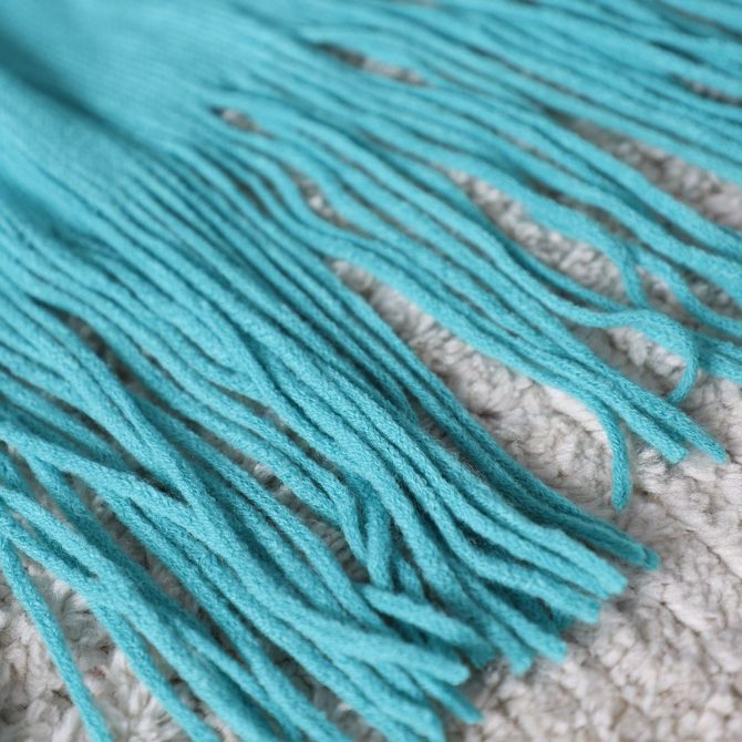 SOGA Teal Acrylic Knitted Throw Blanket - Image 3