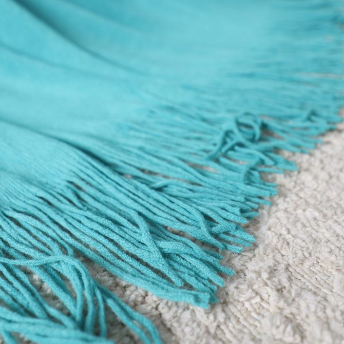 SOGA Teal Acrylic Knitted Throw Blanket - Image 5