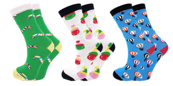 Colorful Funny Socks Novelty Crazy Cotton Crew Dress Socks 3 Pairs - Image 148