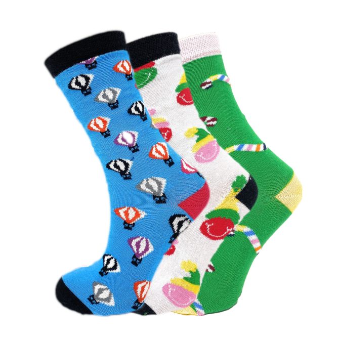 Colorful Funny Socks Novelty Crazy Cotton Crew Dress Socks 3 Pairs - Image 147