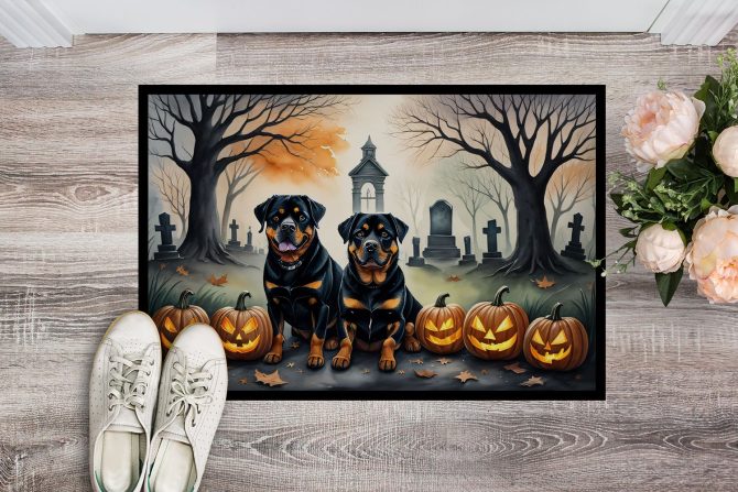 NEW Rottweiler Spooky Halloween Doormat Front Door Mat Indoor Outdoor Rugs for Entryway, Non Slip Washable Low Pile, 18H X 27W - Image 2