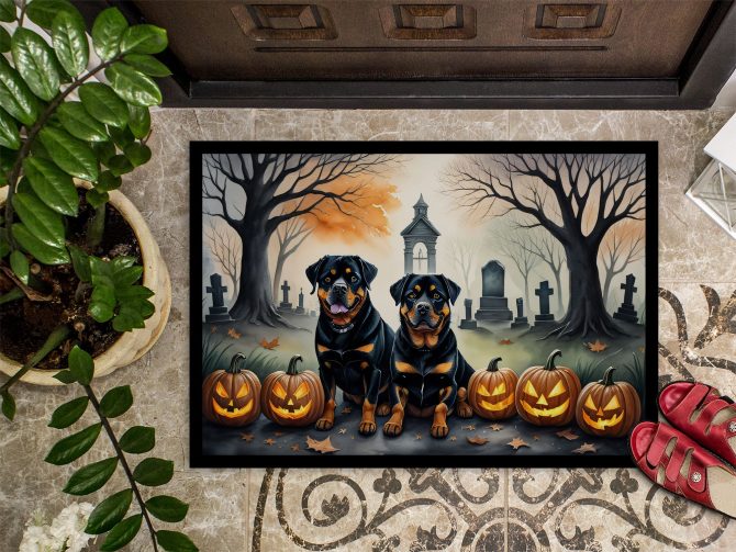 NEW Rottweiler Spooky Halloween Doormat Front Door Mat Indoor Outdoor Rugs for Entryway, Non Slip Washable Low Pile, 18H X 27W - Image 3