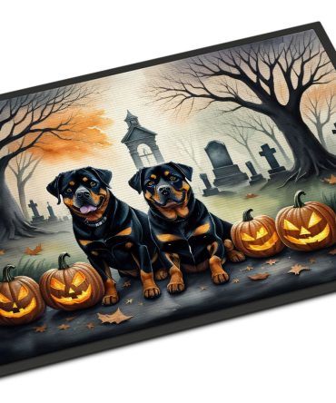 NEW Rottweiler Spooky Halloween Doormat Front Door Mat Indoor Outdoor Rugs for Entryway, Non Slip Washable Low Pile, 18H X 27W