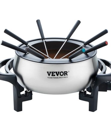 VEVOR Electric Fondue Pot Set for Cheese & Chocolate, 3 Quart Chocolate Melting Warmer, Stainless Steel Fondue Maker with Temperature Control and 8 Forks, for Hors d'Oeuvres, Entrees, and Desserts