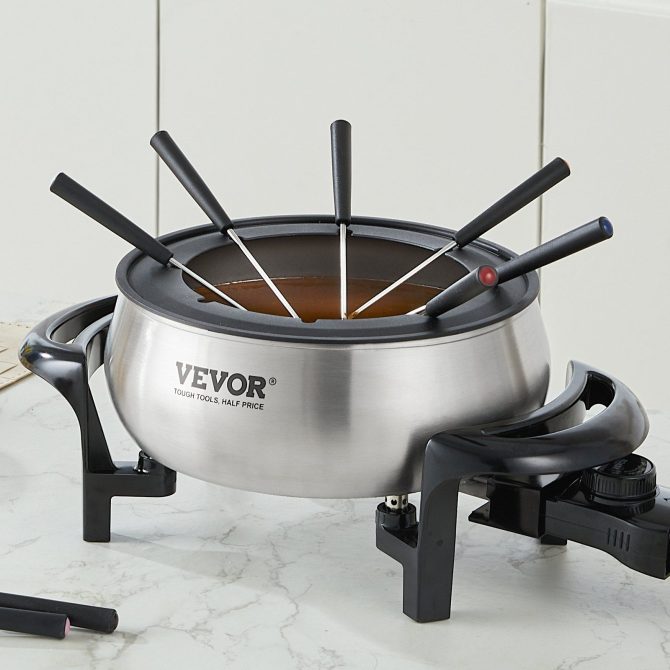 VEVOR Electric Fondue Pot Set for Cheese & Chocolate, 3 Quart Chocolate Melting Warmer, Stainless Steel Fondue Maker with Temperature Control and 8 Forks, for Hors d'Oeuvres, Entrees, and Desserts - Image 8