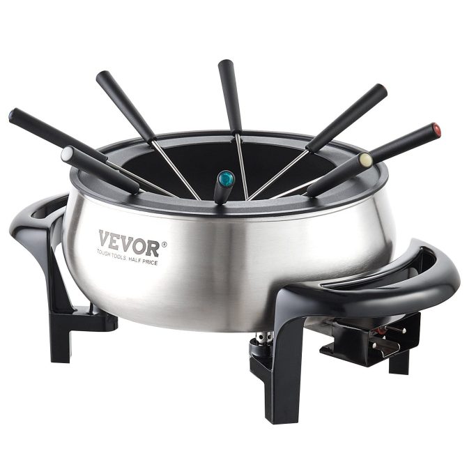 VEVOR Electric Fondue Pot Set for Cheese & Chocolate, 3 Quart Chocolate Melting Warmer, Stainless Steel Fondue Maker with Temperature Control and 8 Forks, for Hors d'Oeuvres, Entrees, and Desserts - Image 9