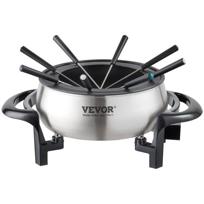 VEVOR Electric Fondue Pot Set for Cheese & Chocolate, 3 Quart Chocolate Melting Warmer, Stainless Steel Fondue Maker with Temperature Control and 8 Forks, for Hors d'Oeuvres, Entrees, and Desserts - Image 10