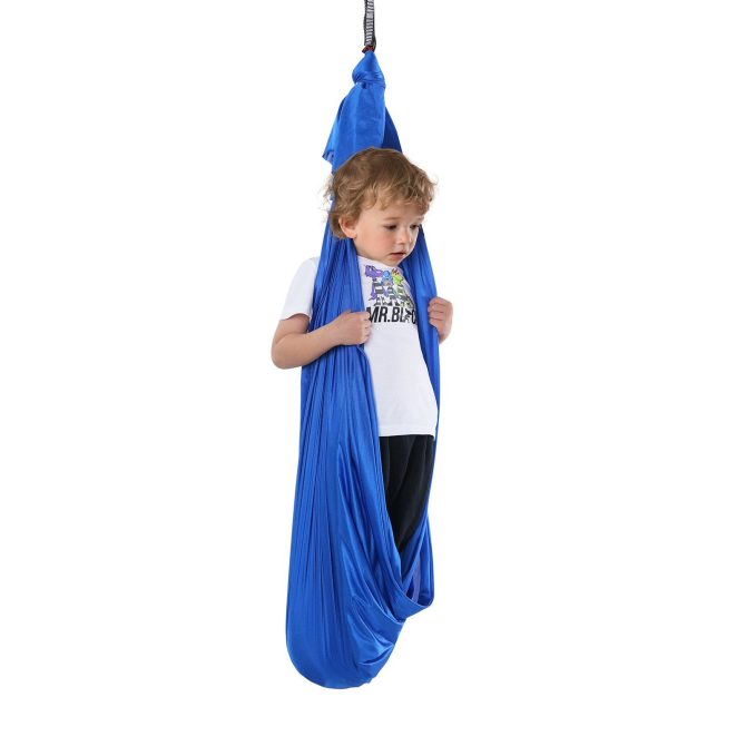 VEVOR Sensory Swing for Kids, 3.1 Yards, Therapy Swing for Children with Special Needs, Cuddle Swing Indoor Outdoor Hammock for Child & Adult with Autism, ADHD, Aspergers, Sensory Integration, Blue - Image 11