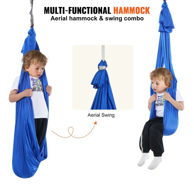 VEVOR Sensory Swing for Kids, 3.1 Yards, Therapy Swing for Children with Special Needs, Cuddle Swing Indoor Outdoor Hammock for Child & Adult with Autism, ADHD, Aspergers, Sensory Integration, Blue - Image 5