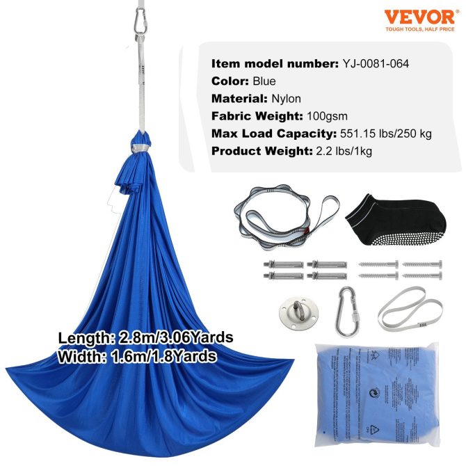 VEVOR Sensory Swing for Kids, 3.1 Yards, Therapy Swing for Children with Special Needs, Cuddle Swing Indoor Outdoor Hammock for Child & Adult with Autism, ADHD, Aspergers, Sensory Integration, Blue - Image 7