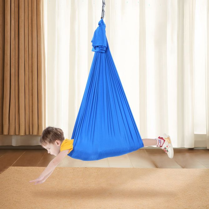 VEVOR Sensory Swing for Kids, 3.1 Yards, Therapy Swing for Children with Special Needs, Cuddle Swing Indoor Outdoor Hammock for Child & Adult with Autism, ADHD, Aspergers, Sensory Integration, Blue - Image 8