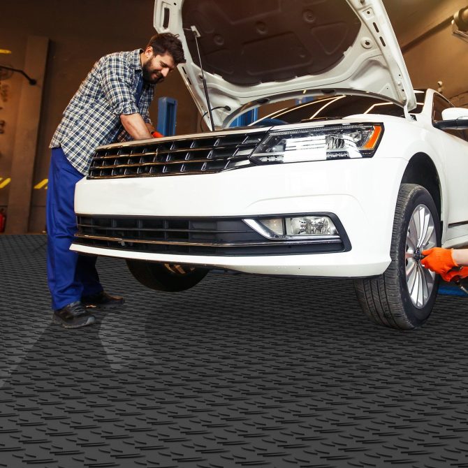 VEVOR Garage Tiles Interlocking, 12 x 12 x 0.53 inch 50 Pack Garage Floor Covering Tiles, Non-Slip Double-Sided Texture Garage Flooring Tiles, for Garages, Basements, Repair Shops, Black - Image 8