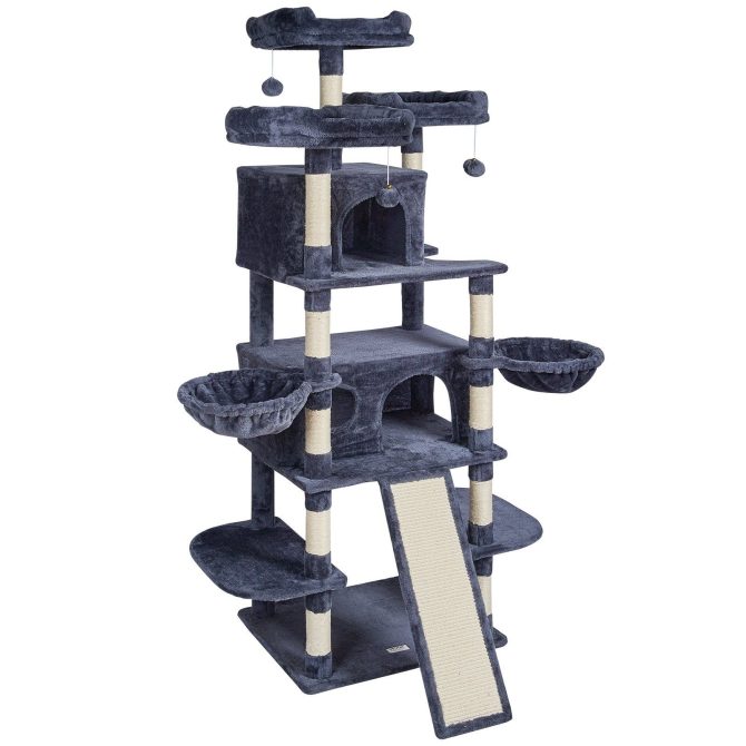 VEVOR Cat Tree 68.5" Cat Tower for Indoor Cats with Cat Condos Scratching Post - Image 11