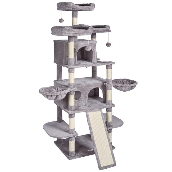 VEVOR Cat Tree 68.5" Cat Tower for Indoor Cats with Cat Condos Scratching Post - Image 11