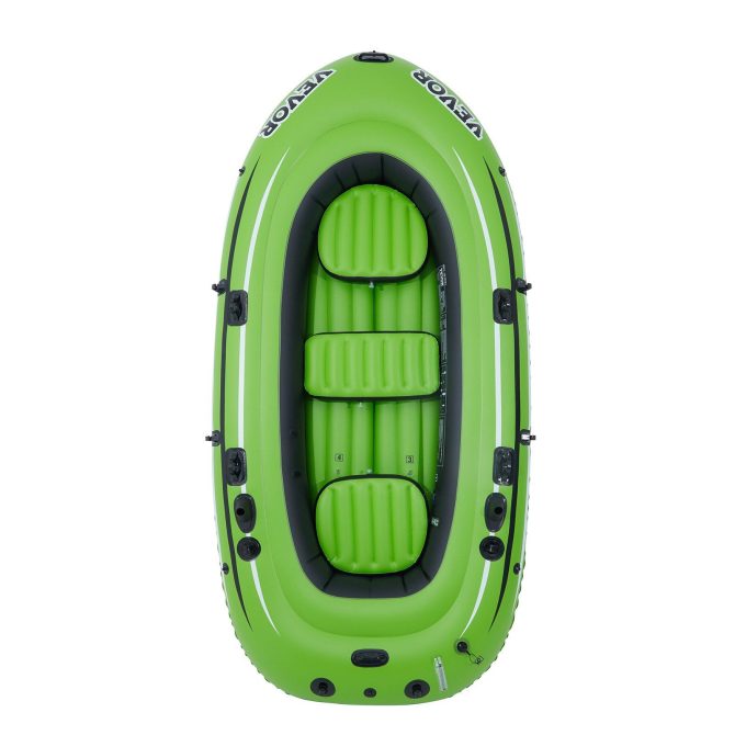 VEVOR Inflatable Boat, 3-Person Inflatable Fishing Boat, Strong PVC Portable Boat Raft Kayak, 45.6" Aluminum Oars, High-Output Pump, Fishing Rod Holders, and 2 Seats, 1100 lb Capacity for Adults, Kids - Image 11