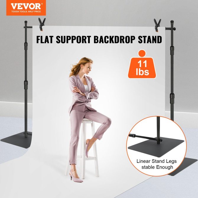 VEVOR 10ft x 10ft Pipe and Drape Kit, Heavy Duty Backdrop Stand with Carbon Steel Base, Adjustable Backdrop Support with 6 Clamps and A Carry Bag for Wedding, Party, Event, Photography, and Exhibition - Image 2