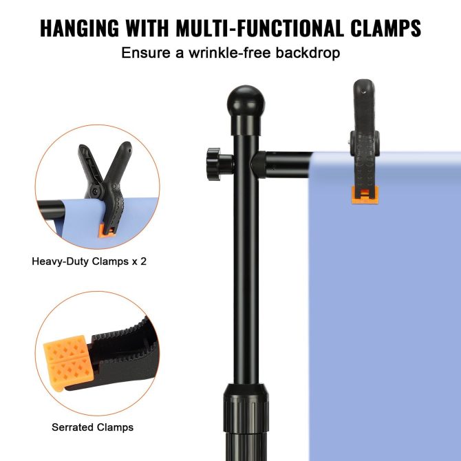 VEVOR 10ft x 10ft Pipe and Drape Kit, Heavy Duty Backdrop Stand with Carbon Steel Base, Adjustable Backdrop Support with 6 Clamps and A Carry Bag for Wedding, Party, Event, Photography, and Exhibition - Image 5