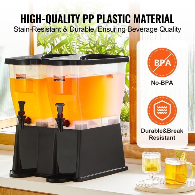 VEVOR Beverage Dispenser, 3 Gallon x 2 Drink Dispensers for Parties, Plastic Juice Dispenser with Stand Spigot Lid, Iced Tea Lemonade Juice Water Dispenser, for Restaurants, Hotels, Parties - Image 4