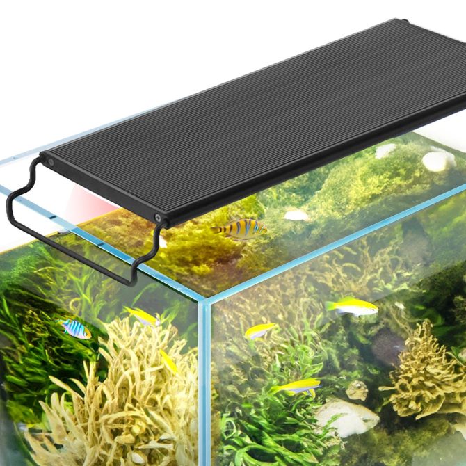 VEVOR Aquarium Light with LCD Monitor, 14W Full Spectrum Fish Tank Light with 24/7 Natural Mode, Adjustable Brightness & Timer - Aluminum Alloy Shell Extendable Brackets for 12"-18" Freshwater Tank