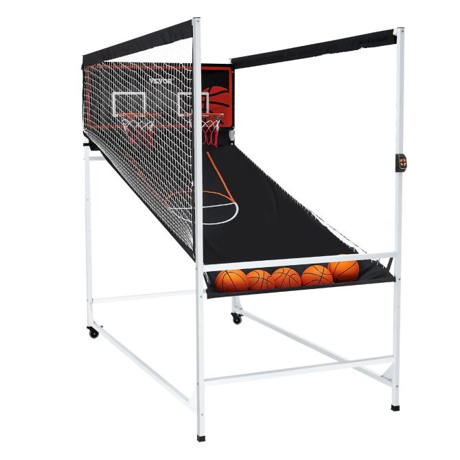 VEVOR Arcade Cage Basketball Game, 2 Player Indoor Basketball Game, Home Dual Shot Sport with 5 Balls, 8 Game Modes, Electronic Scoreboard, and Inflation Pump, for Kids, Adults (Black & White) - Image 11