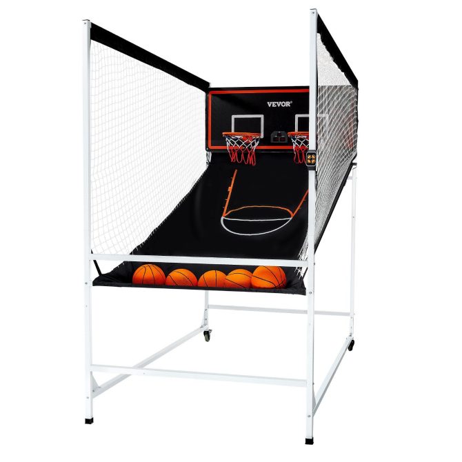 VEVOR Arcade Cage Basketball Game, 2 Player Indoor Basketball Game, Home Dual Shot Sport with 5 Balls, 8 Game Modes, Electronic Scoreboard, and Inflation Pump, for Kids, Adults (Black & White) - Image 10