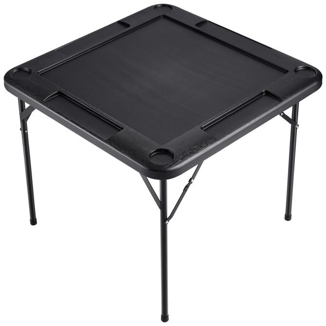 VEVOR Mahjong Table 4 Player Folding Card Table & 4 Cup Holders Chip Trays Black - Image 11