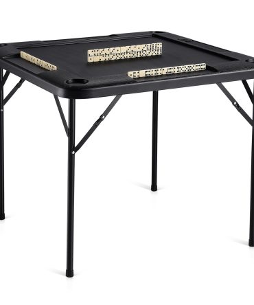 VEVOR Mahjong Table 4 Player Folding Card Table & 4 Cup Holders Chip Trays Black