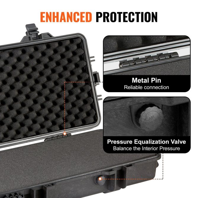 VEVOR Tactical Range Case, Outdoor Tactical Hard Case with 3 Layers Fully-protective Foams, 50 inch lockable Hard Tactical Range Case with Wheels, IP67 Waterproof & Crushproof - Image 5