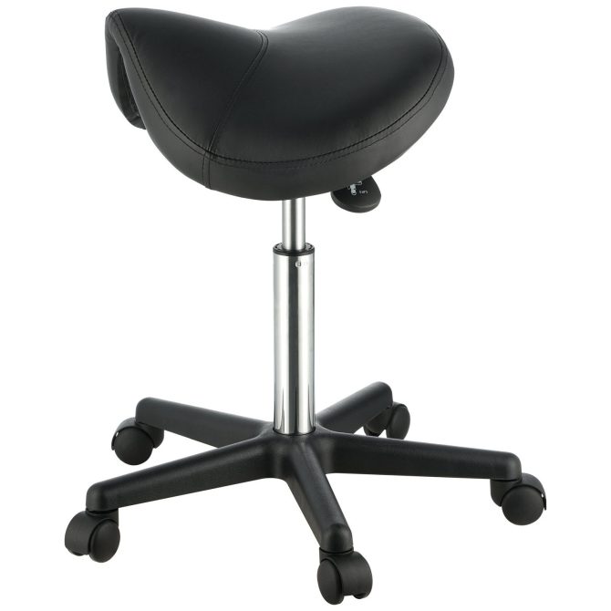 VEVOR Saddle Stool with Wheels, 400 LBS Weight Capacity, Height Adjustable Thickened PU Leather Swivel Saddle Stool Chair for Salon, Spa, Tattoo, Clinic, Black - Image 11