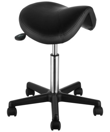VEVOR Saddle Stool with Wheels, 400 LBS Weight Capacity, Height Adjustable Thickened PU Leather Swivel Saddle Stool Chair for Salon, Spa, Tattoo, Clinic, Black
