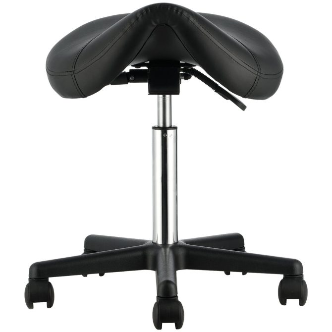 VEVOR Saddle Stool with Wheels, 400 LBS Weight Capacity, Height Adjustable Thickened PU Leather Swivel Saddle Stool Chair for Salon, Spa, Tattoo, Clinic, Black - Image 9