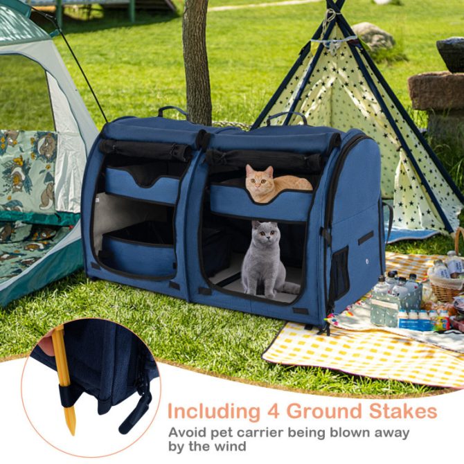 Double Compartment Pet Carrier with 2 Removable Hammocks - Image 3