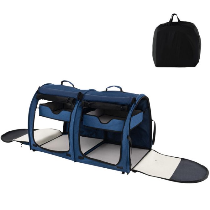 Double Compartment Pet Carrier with 2 Removable Hammocks - Image 4