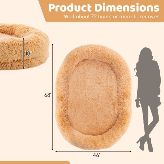 Washable Fluffy Human Dog Bed with Soft Blanket and Plump Pillow - Image 5
