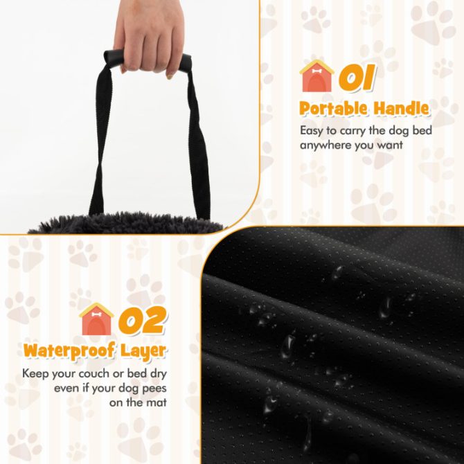 Black Plush Calming Dog Couch Bed with Anti-Slip Bottom - Image 19