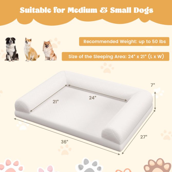 Egg-Foam Dog Crate Bed with 3-Side Bolster and Removable Washable Bed Cover - Image 14