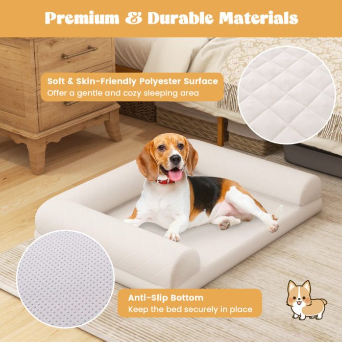 Egg-Foam Dog Crate Bed with 3-Side Bolster and Removable Washable Bed Cover - Image 16