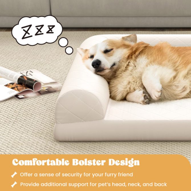 Egg-Foam Dog Crate Bed with 3-Side Bolster and Removable Washable Bed Cover - Image 18