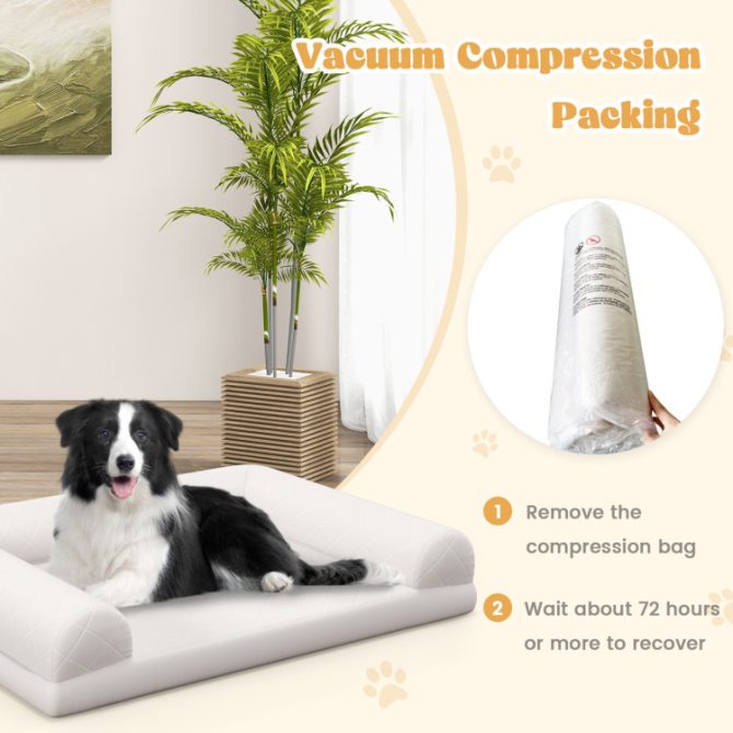 Egg-Foam Dog Crate Bed with 3-Side Bolster and Removable Washable Bed Cover - Image 19