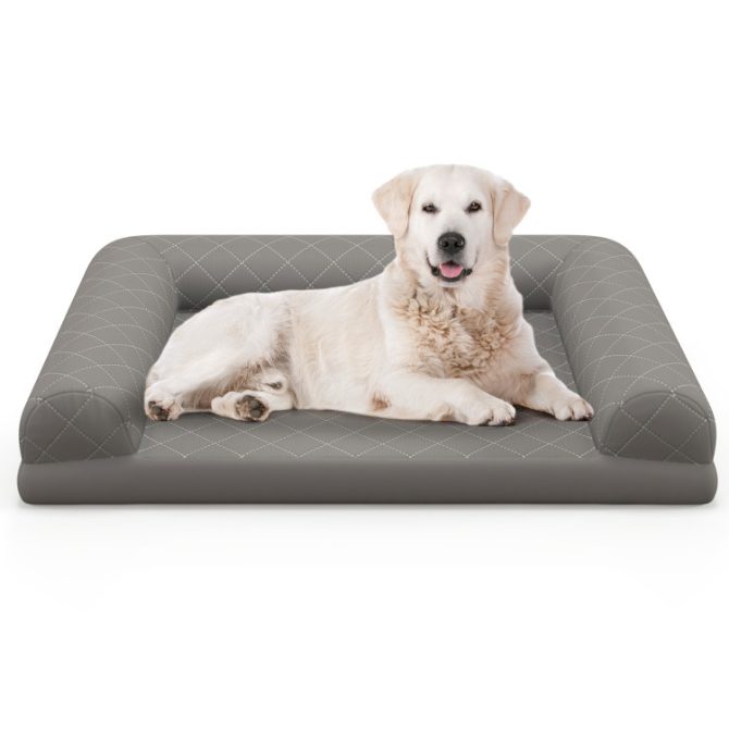 Egg-Foam Dog Crate Bed with 3-Side Bolster and Removable Washable Bed Cover - Image 4