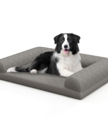 Egg-Foam Dog Crate Bed with 3-Side Bolster and Removable Washable Bed Cover