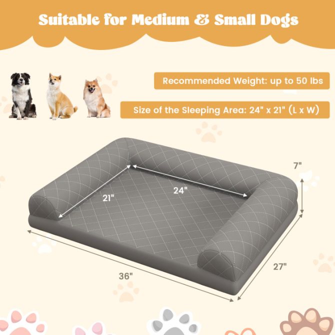 Egg-Foam Dog Crate Bed with 3-Side Bolster and Removable Washable Bed Cover - Image 5