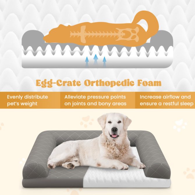 Egg-Foam Dog Crate Bed with 3-Side Bolster and Removable Washable Bed Cover - Image 6