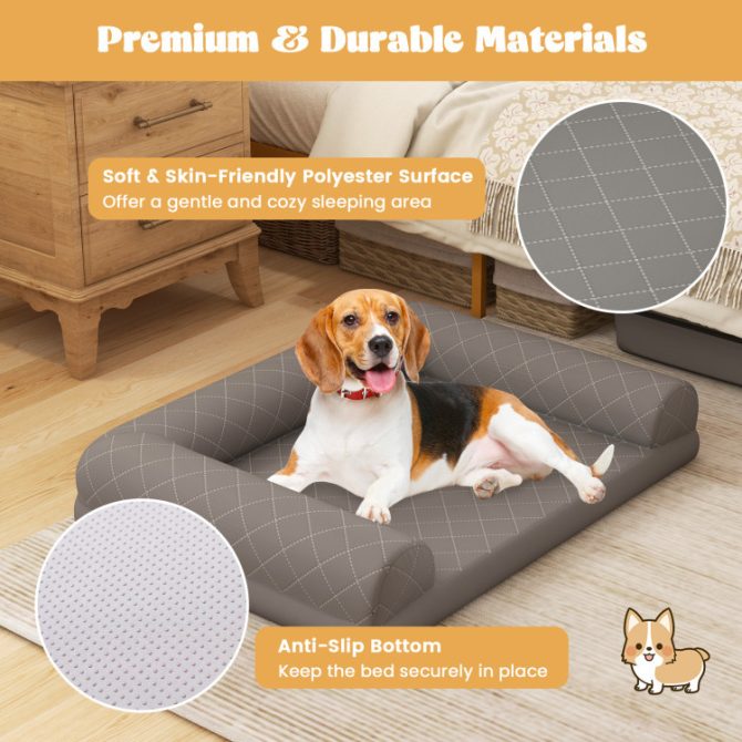 Egg-Foam Dog Crate Bed with 3-Side Bolster and Removable Washable Bed Cover - Image 7