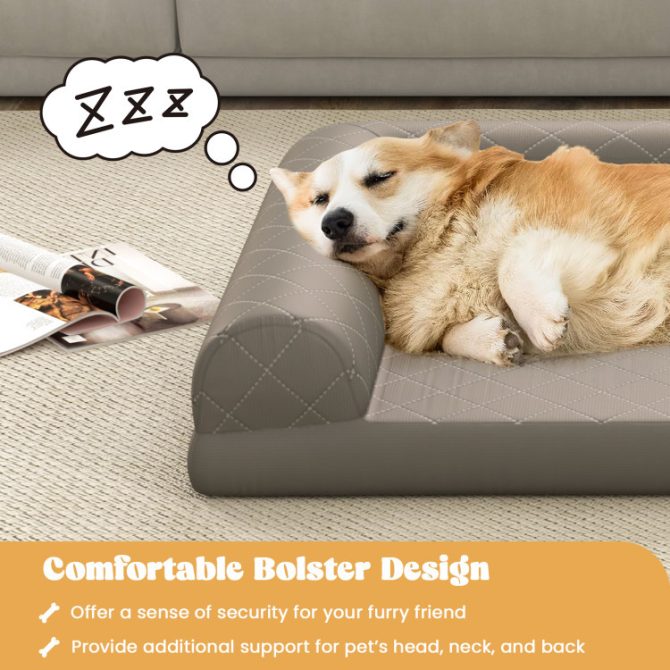 Egg-Foam Dog Crate Bed with 3-Side Bolster and Removable Washable Bed Cover - Image 8