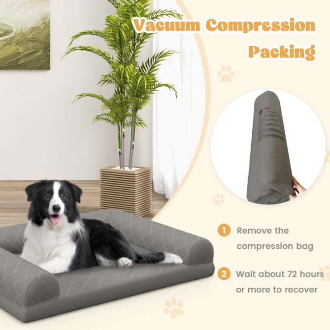 Egg-Foam Dog Crate Bed with 3-Side Bolster and Removable Washable Bed Cover - Image 9