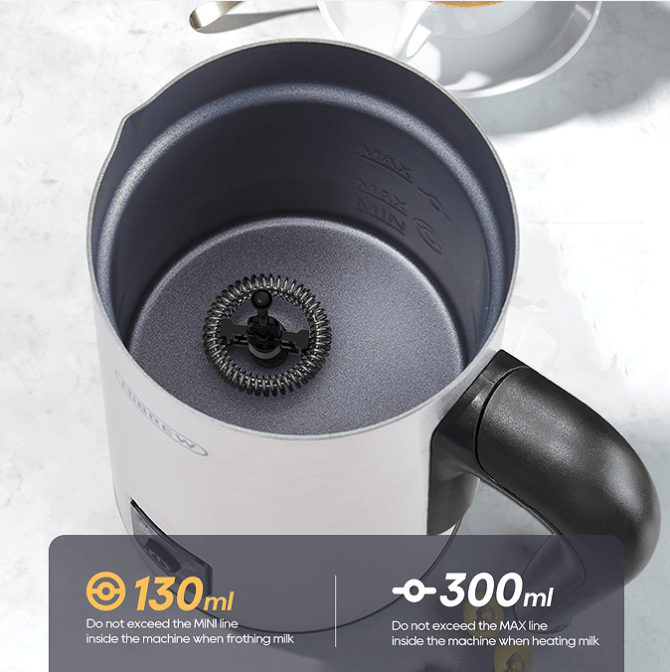 300W Multifunctional cold / hot milk foam 300ml Fully Automatic Milk Heater 360° rotating base SUS304 without BPA adjustable temperature and thickness cappuccino chocolate protein powder mixer cold - Image 6