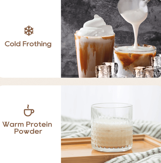 300W Multifunctional cold / hot milk foam 300ml Fully Automatic Milk Heater 360° rotating base SUS304 without BPA adjustable temperature and thickness cappuccino chocolate protein powder mixer cold - Image 9