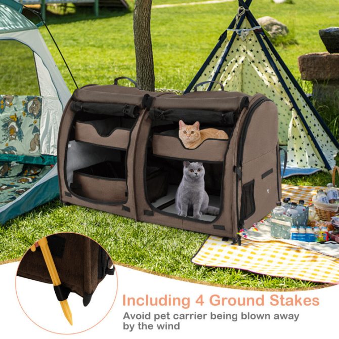 Double Compartment Pet Carrier with 2 Removable Hammocks - Image 13