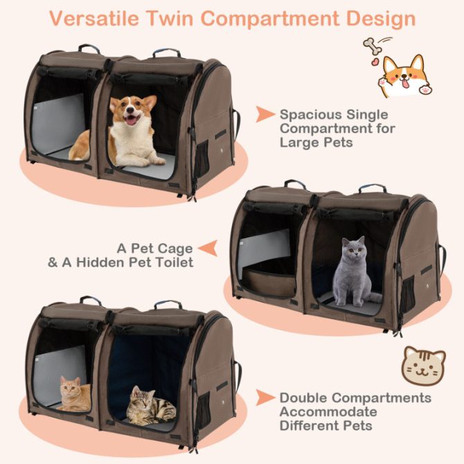 Double Compartment Pet Carrier with 2 Removable Hammocks - Image 16